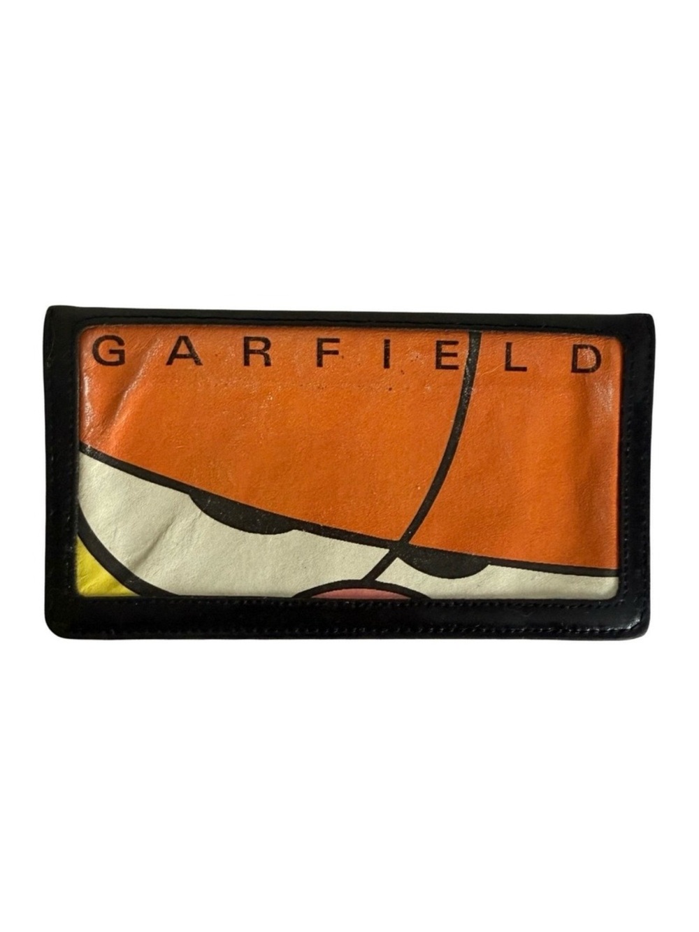 Vintage Garfield Checkbook Cover Black Wallet Comics Cartoons Unique ID Holder